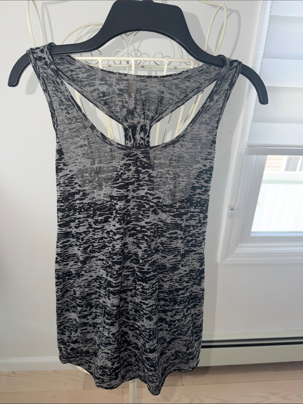 Charlotte Russe Black and Gray Marble Racerback Tank Top